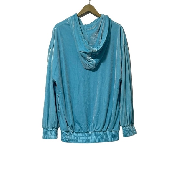 Laina Rauma Blue Velour Oversized Sz Small Hoodie Leisure Collection Relaxed - Picture 2 of 6